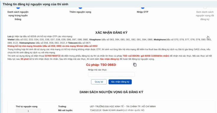 HƯỚNG DẪN CÁC BƯỚC ĐĂNG KÝ NGUYỆN VỌNG XÉT TUYỂN CHƯƠNG TRÌNH CỬ NHÂN QUỐC TẾ DÀNH CHO THÍ SINH 116